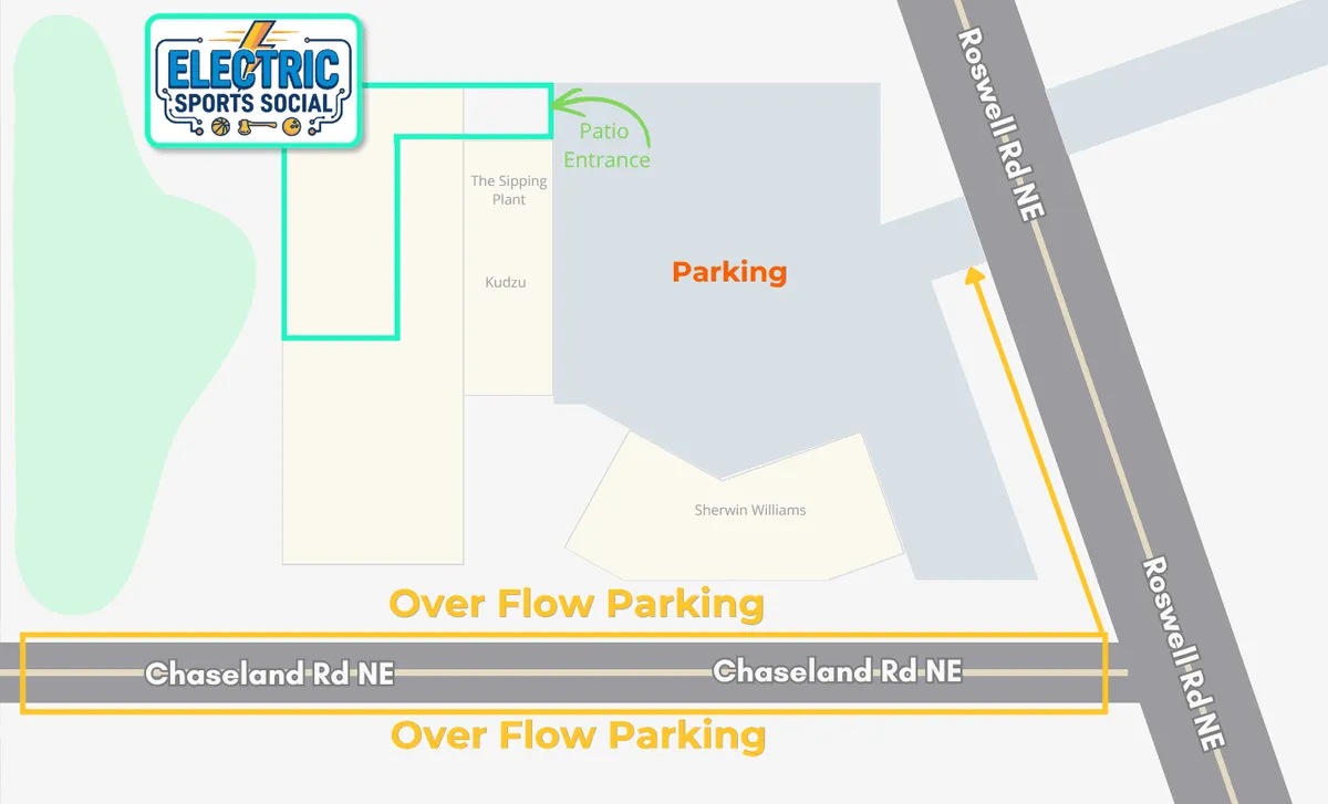 Map of Electric Social Sport near 6450 Roswell Rd NE, Suite B, Atlanta, GA 30328